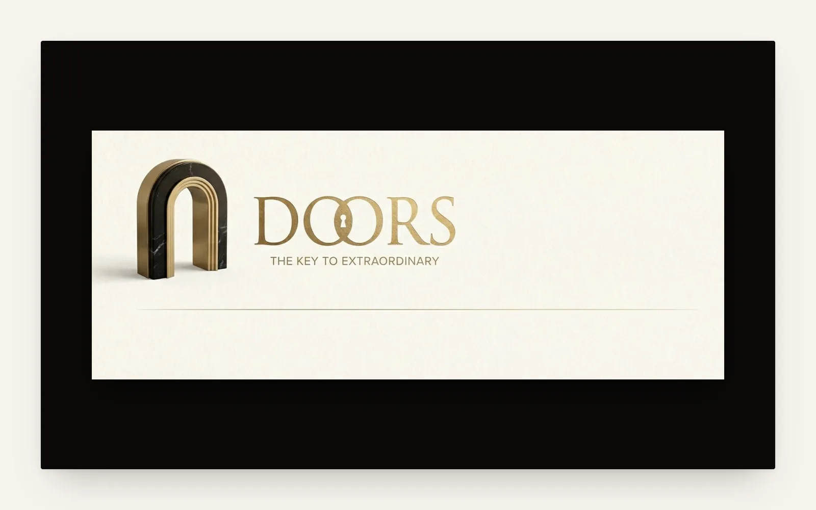 DOORS letterhead with the arch device and gold wordmark
