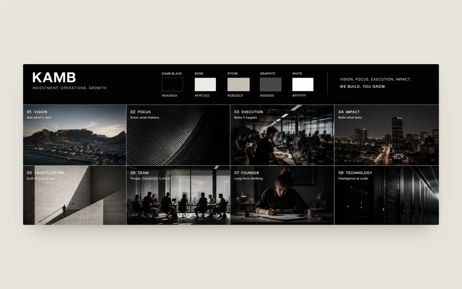 Kamb image system: eight slots from Vision to Technology in black and white