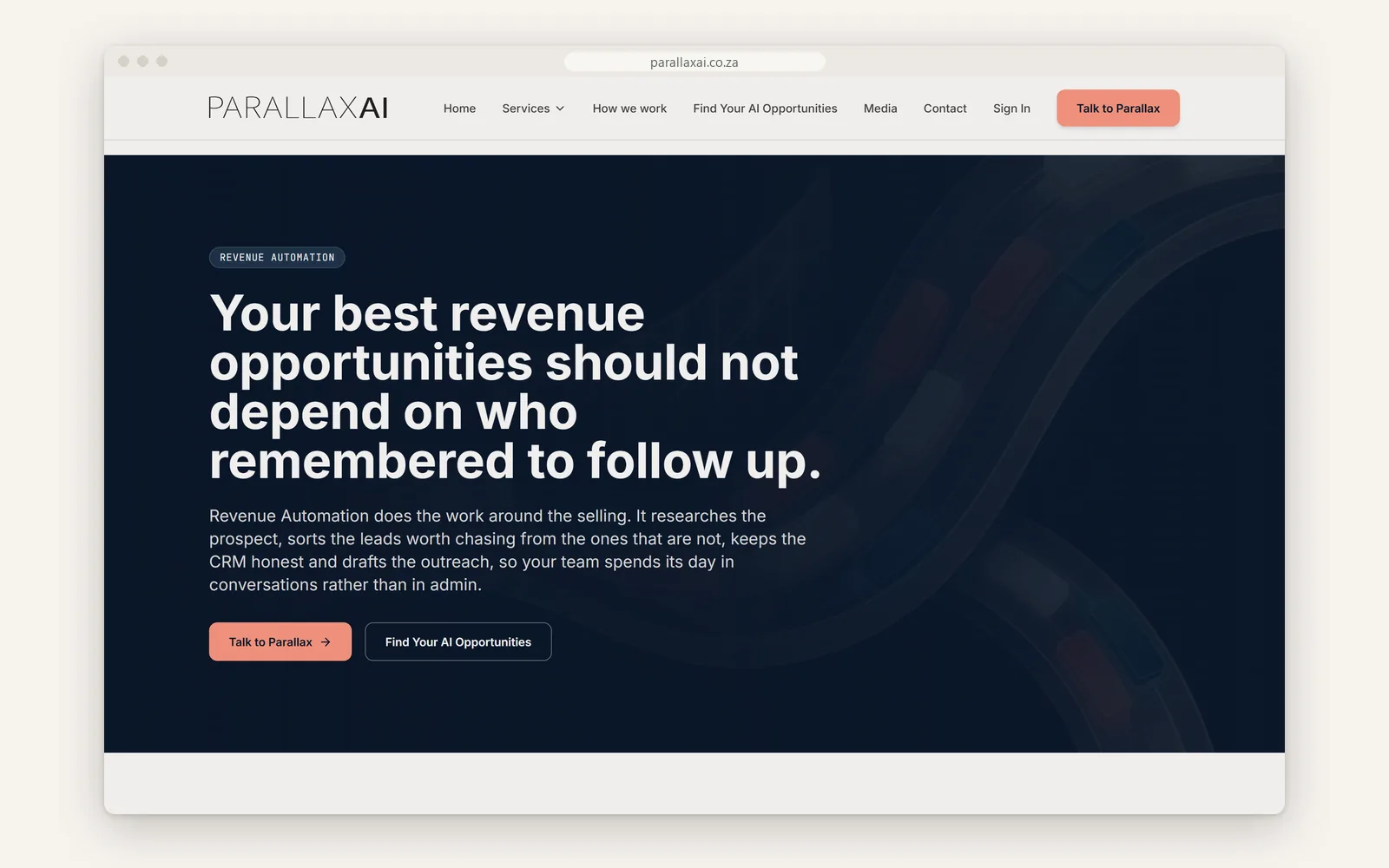Revenue Automation service page hero: 'Your best revenue opportunities should not depend on who remembered to follow