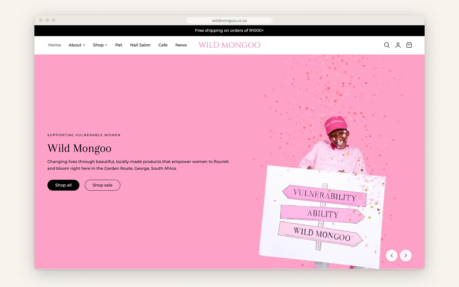 Wild Mongoo home page on desktop